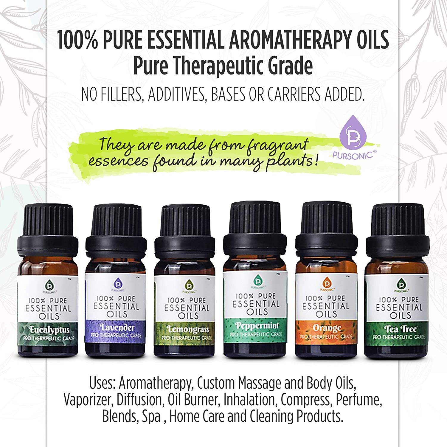 Pursonic Aromatherapy Diffuser, Essential Oils & 360° Wireless Speaker Set