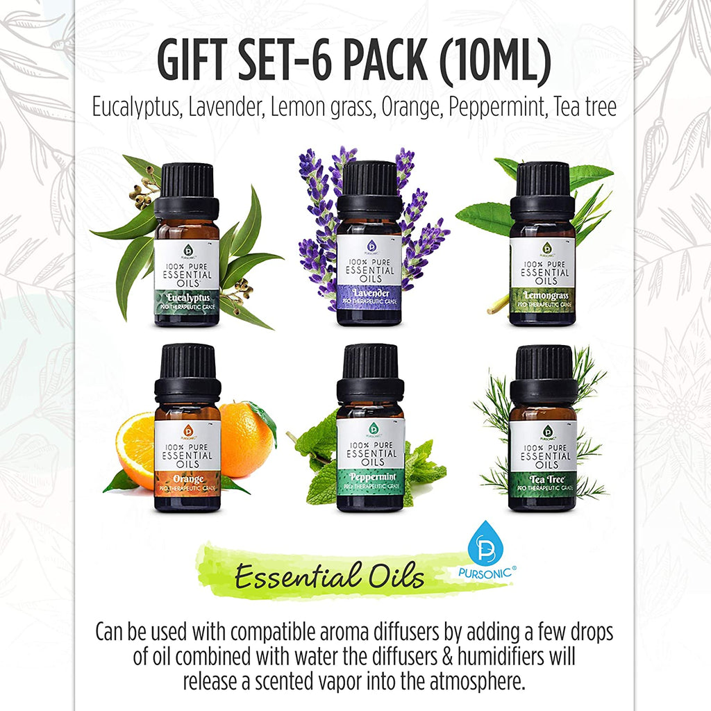 Pursonic Aromatherapy Diffuser, Essential Oils & 360° Wireless Speaker Set