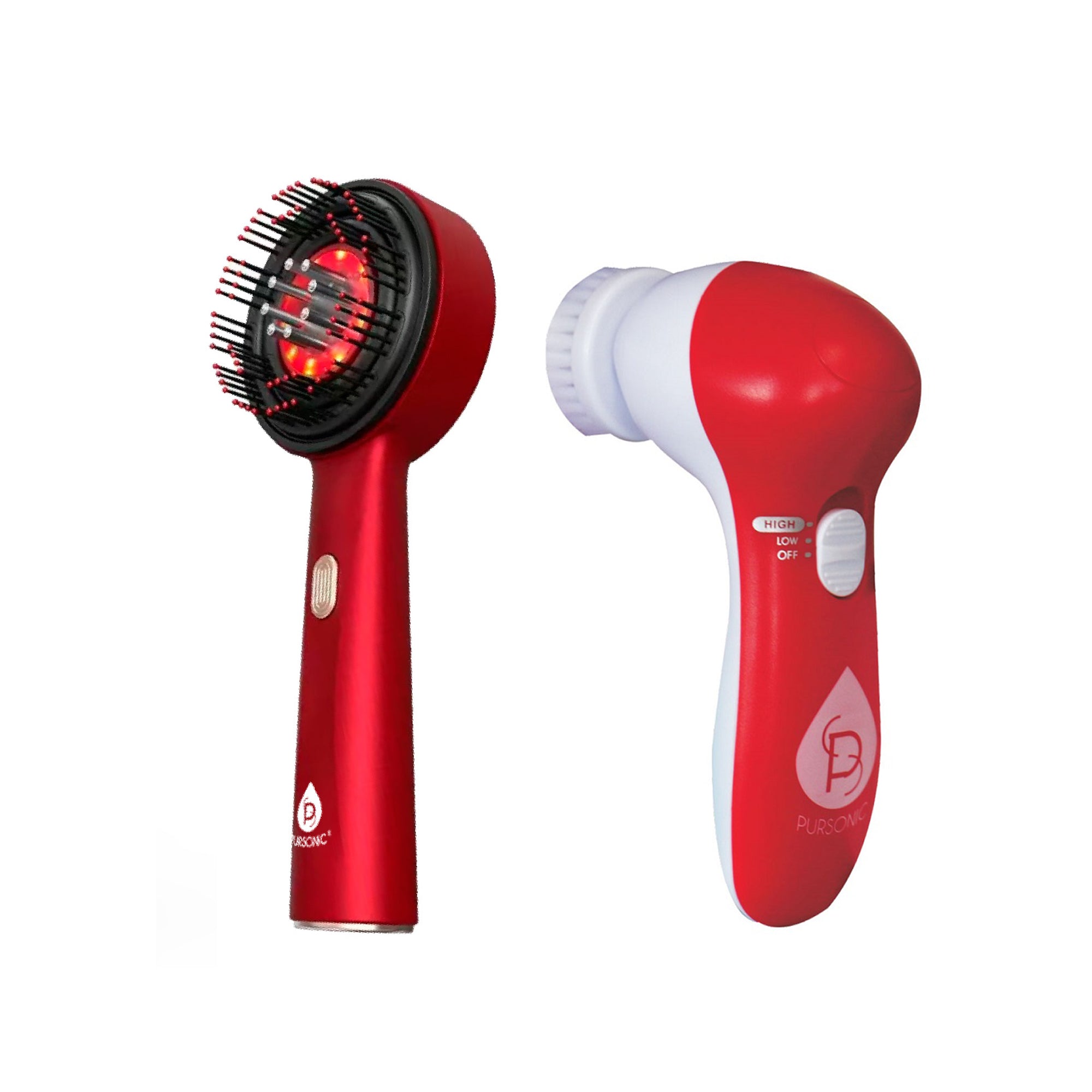 Pursonic 3-in-1 Red Light LED Scalp Brush & Facial Cleansing Set