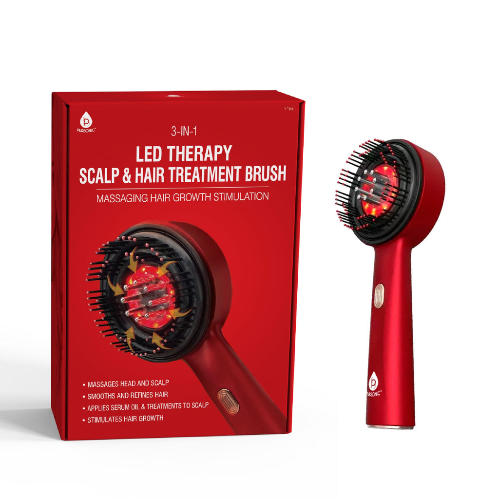 Pursonic 3-in-1 Red Light LED Scalp Brush & Facial Cleansing Set