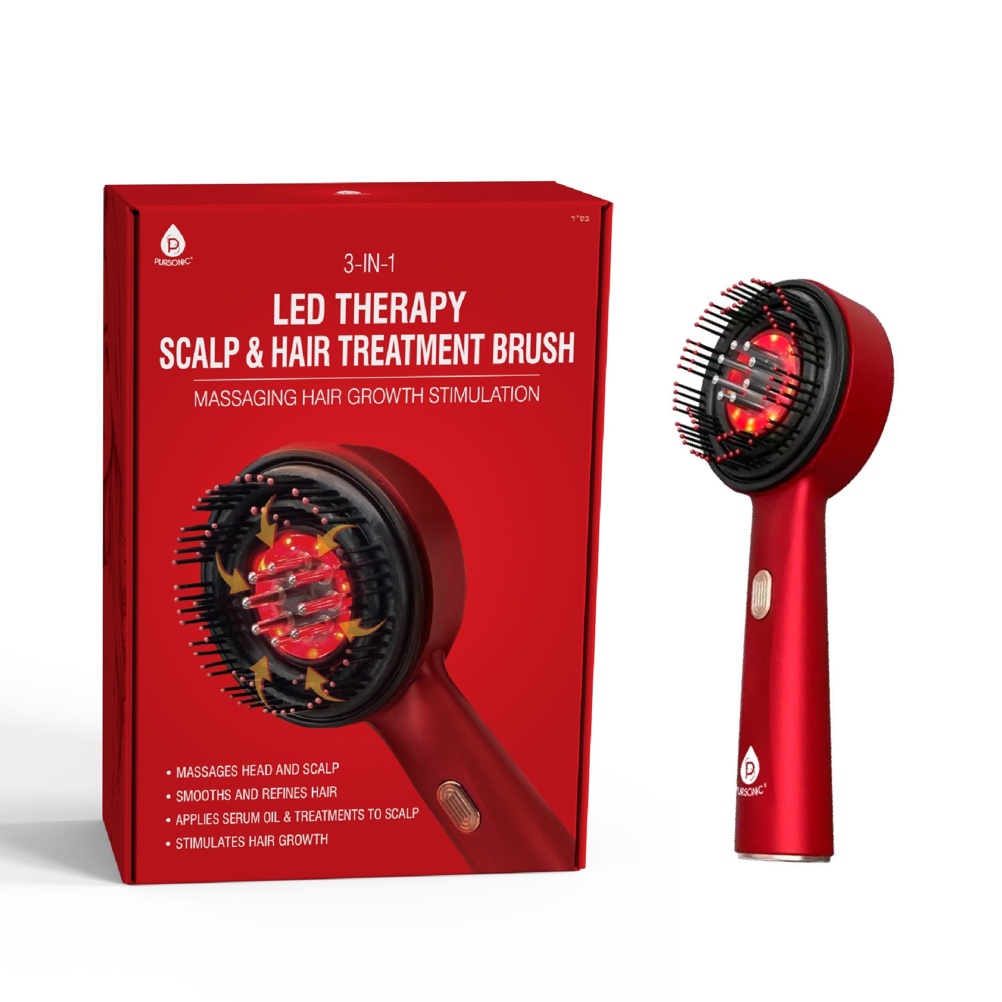 Pursonic 3-in-1 Red Light LED Scalp Brush & Facial Cleansing Set