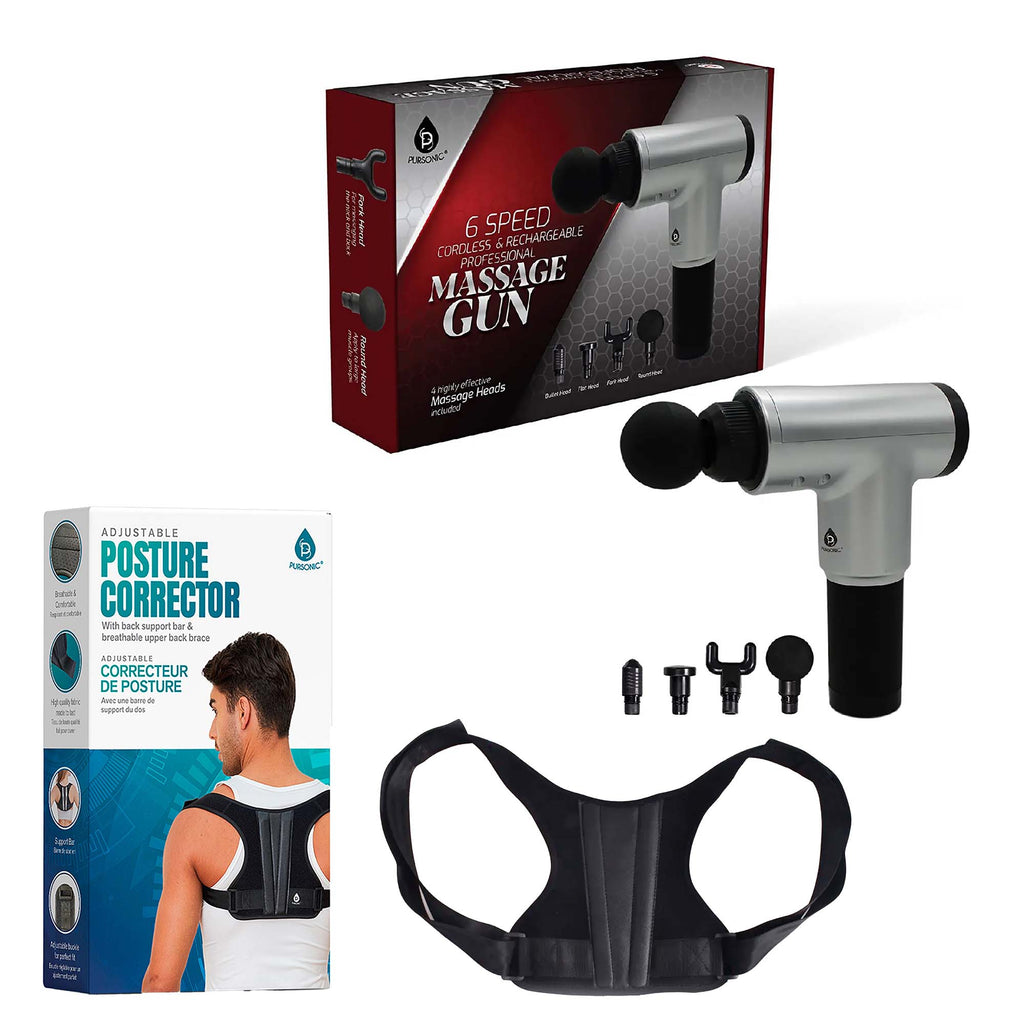 Ultimate Wellness Bundle - Adjustable Posture Corrector + 6-Speed Professional Massage Gun