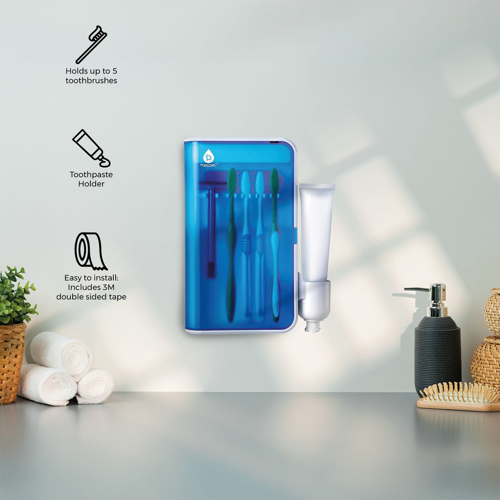 Complete Oral Care Bundle - Sonic Toothbrush + Water Flosser + UV Sanitizer with 12 Brush Heads