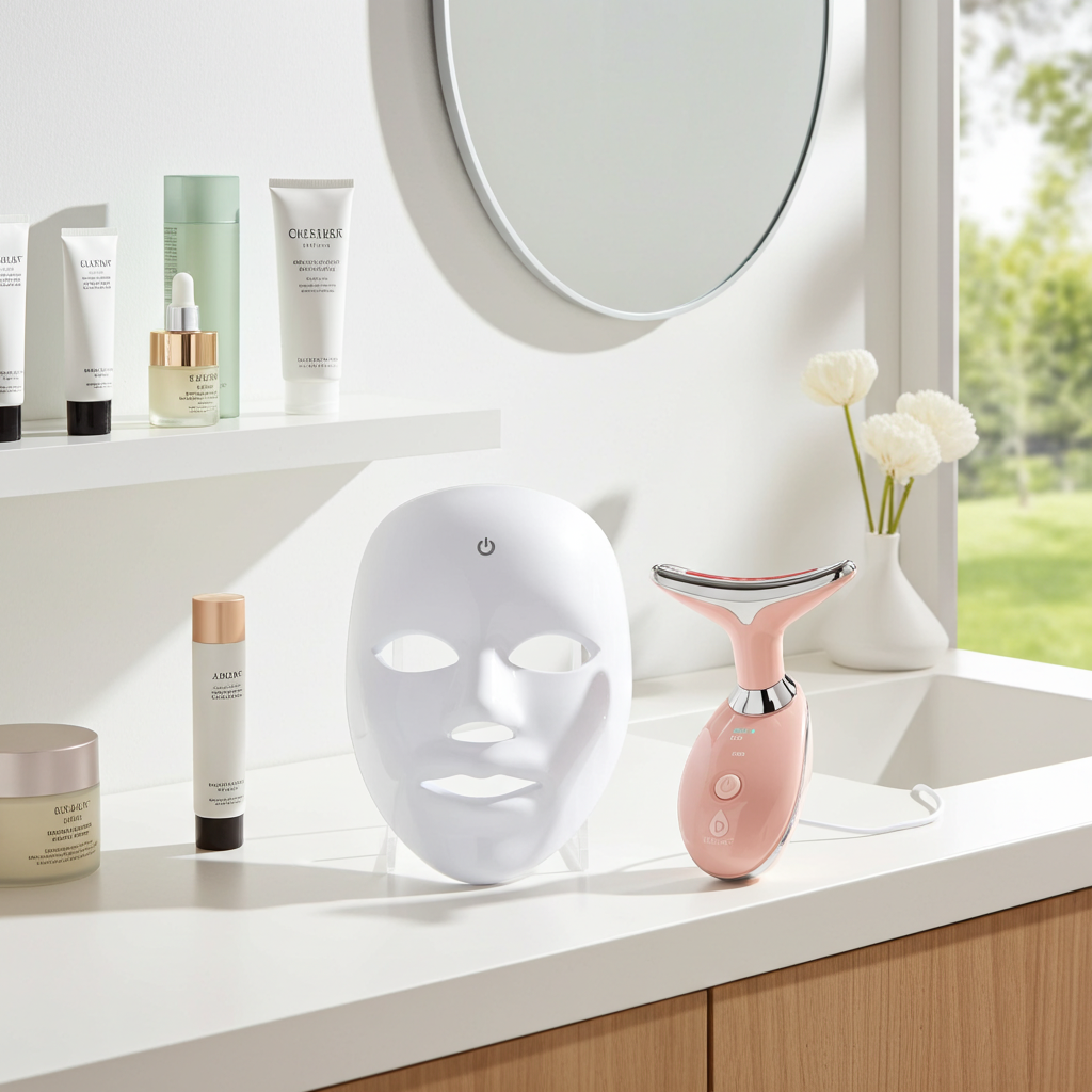 Professional LED Light Therapy Set - 7-Color Face Mask + Sculpting Wand for Anti-Aging, Acne & Skin Rejuvenation