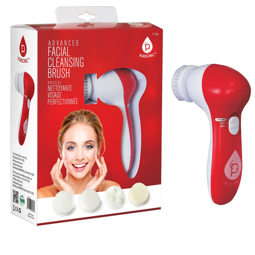 Pursonic advanced facial cleansing brush with multiple attachments in retail packaging